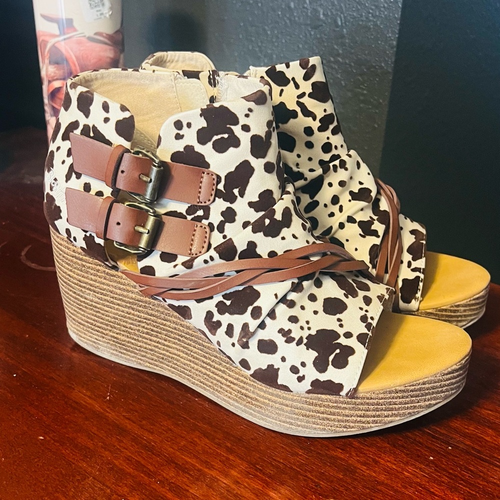 Cow print heels